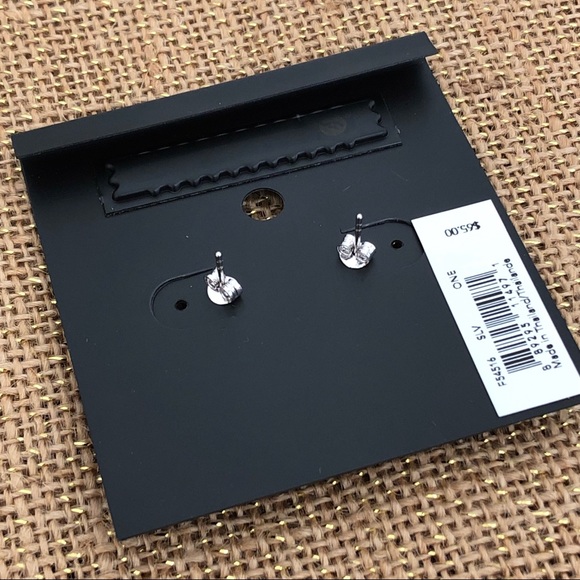 NWT Coach Silver Open Circle Stone Stud Earrings - Picture 3 of 4